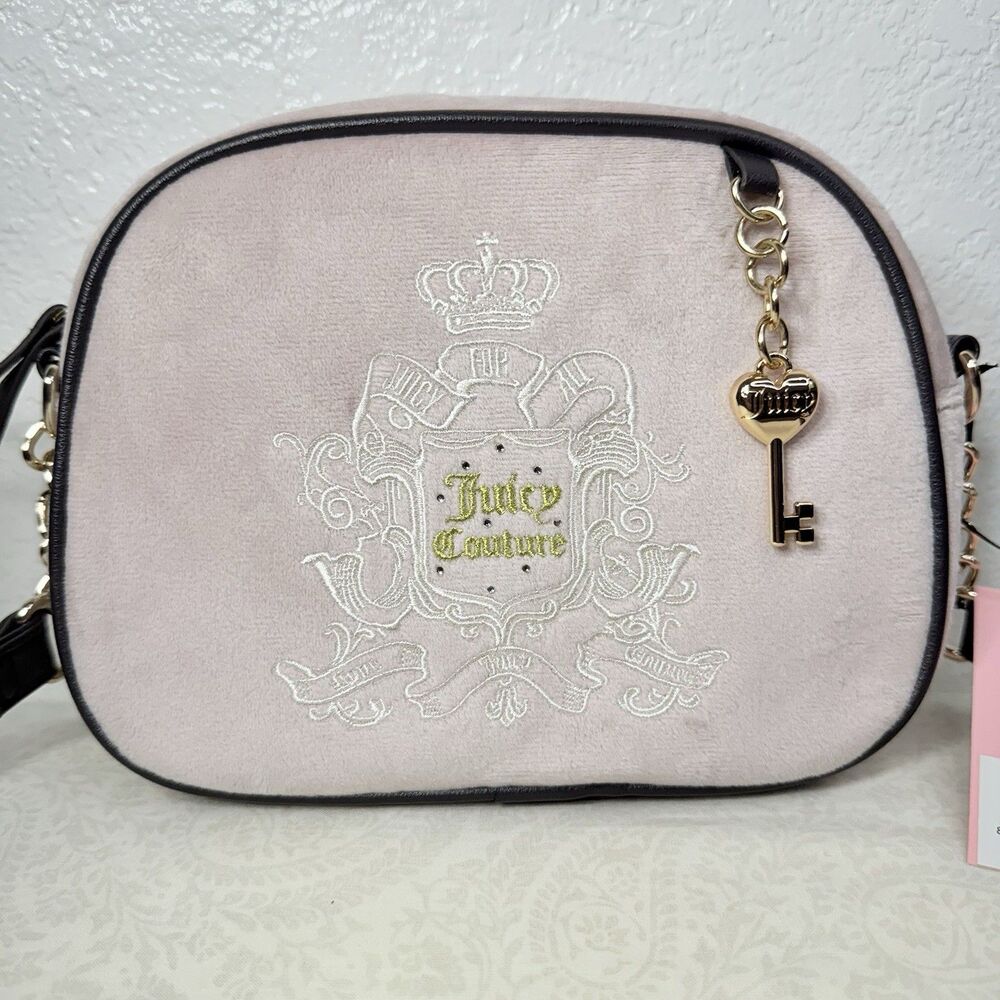 NWT Juicy Couture Juicy For All Crossbody Bag Pink Velour Y2K 2000s Style - Picture 3 of 13